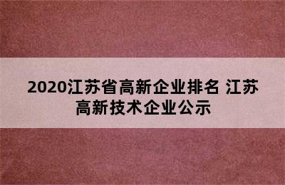 2020江苏省高新企业排名 江苏高新技术企业公示